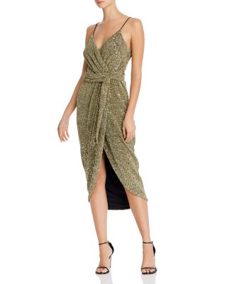 Saylor Sequined Faux-wrap Midi Dress In ...